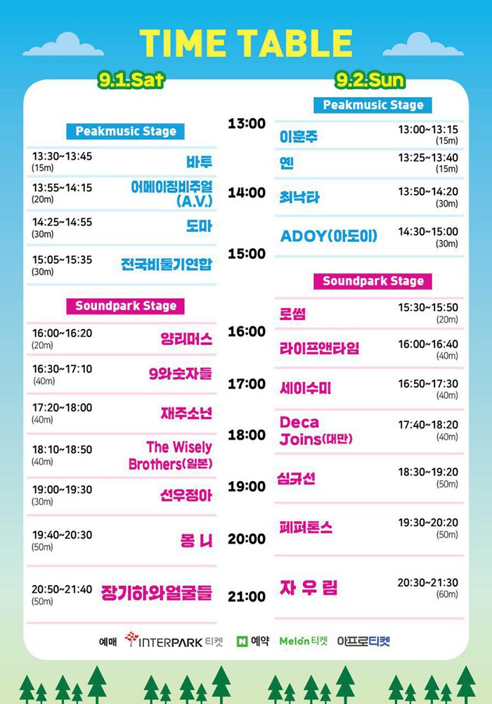 멜론 티켓 2018 광주사운드파크 페스티벌